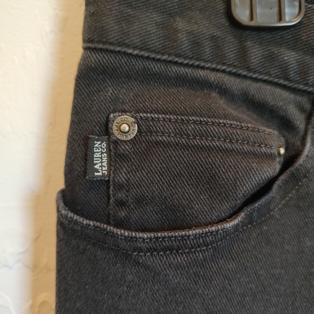 Lauren Jeans Ralph Lauren Black Straight Leg Womens Sz 10 Petite Stretch Y2K - Picture 2 of 8